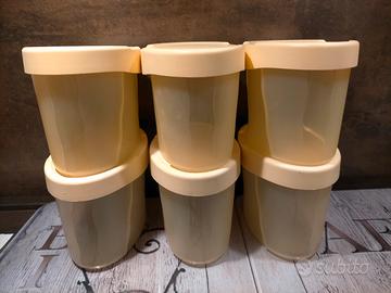 Tupperware contenitori ovali gialli usati