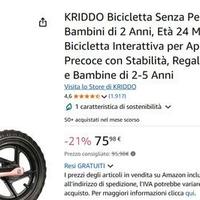 Kriddo Bicicletta NUOVA Senza Pedali per Bambini