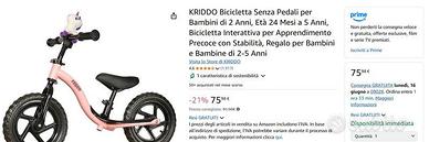Kriddo Bicicletta NUOVA Senza Pedali per Bambini