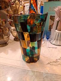 Vaso  Pezzato firmato Fulvio Bianconi x Venini. 
