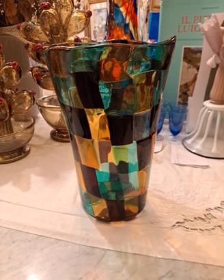 Vaso  Pezzato firmato Fulvio Bianconi x Venini. 