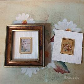 coppia miniature d'arte vintage su foglia oro
