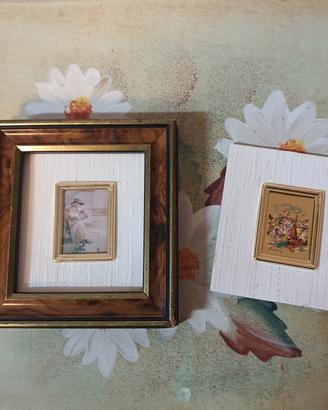 coppia miniature d'arte vintage su foglia oro