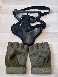 Protezioni softair occhiali maschera e guanti