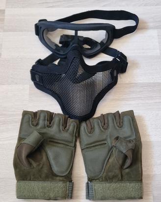 Protezioni softair occhiali maschera e guanti