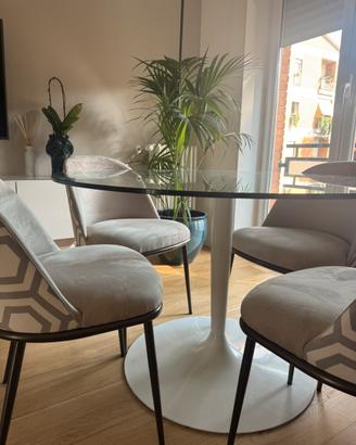 Tavolo rotondo calligaris cristallo base bianca