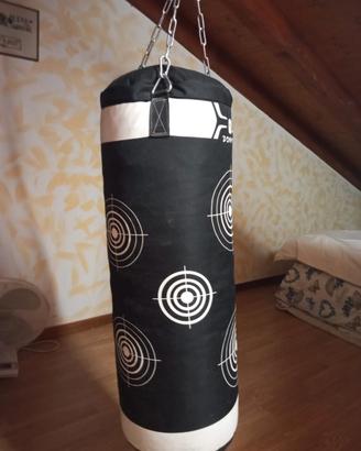 Sacco da boxe Domyos nero e bianco con catene