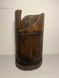 Secchio antico in legno con fasce di ferro - 1900