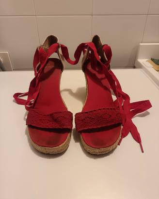 Espadrillas Gaimo open toe con zeppa rosse 