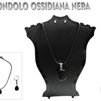 Parure collana con ciondolo,portachiavi ossidiana