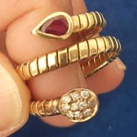 Anello vintage tubogas serpente rubino e brillanti
