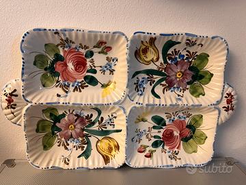 Vassoio con 4 scomparti + 4 piattini