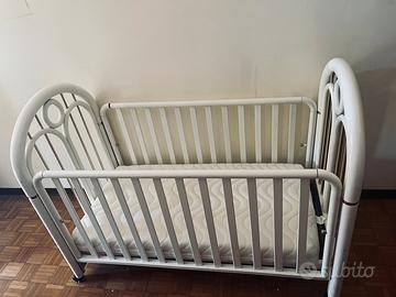 ettino in legno bianco per neonato + materasso