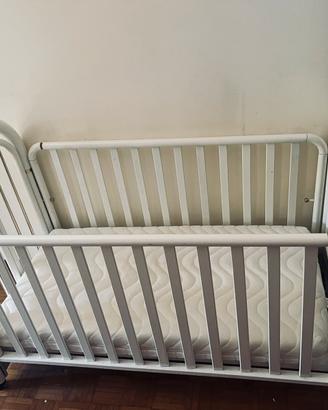 ettino in legno bianco per neonato + materasso