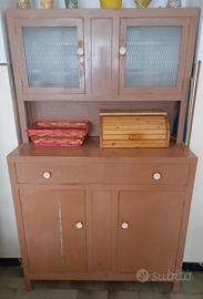 Credenza Vintage,in vero legno,con vetrinetta,Foto