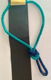 Collana torchon lunga tutchese e blu