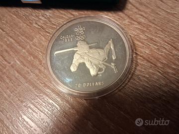 moneta argento  1 oncia Canada calgary 1988