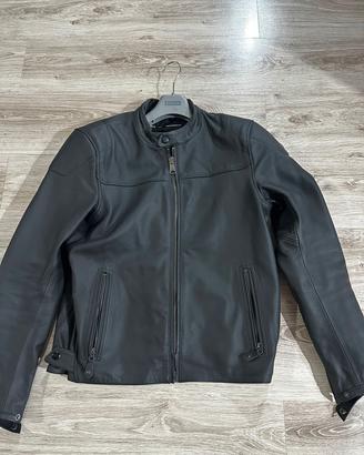 Giubbino moto in pelle con protezioni 