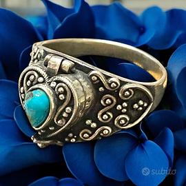 Poison ring da collezione anello veleno argento