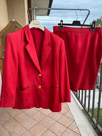 Tailleur vellutino a costine rosso