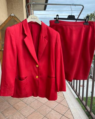 Tailleur vellutino a costine rosso