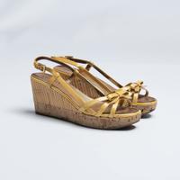 Sandali Zeppa Prada Pelle Verniciata tg 35 Gialli