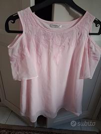 blusa Rosa Elisa Laundri  taglia M spalle scoperte