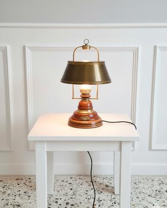 Lampada in ottone e legno in stile marinaro design