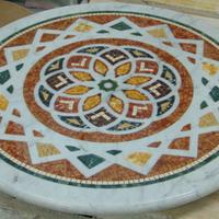 PIANO TAVOLO MOSAICO IN MARMI POLICROMI