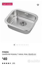 Lavello cucina 40x46 con kit di scarico