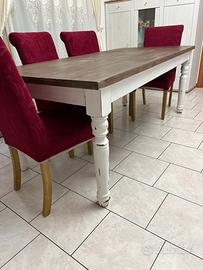 Tavolo legno massello in stile shabby