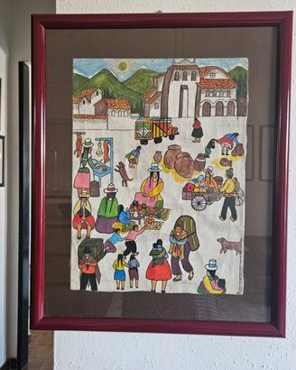 Quadro dipino su stoffa arte popolare