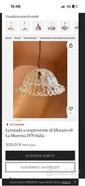 Lampada a sospensione di Murano di La Murrina 1970