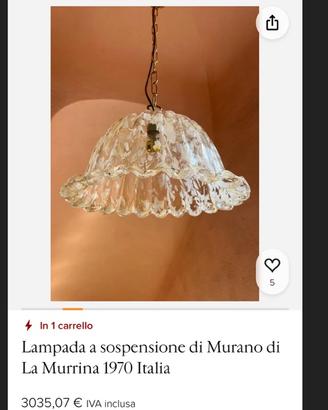 Lampada a sospensione di Murano di La Murrina 1970