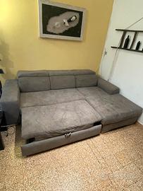 Divano letto con penisola grigio