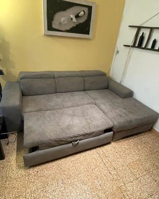 Divano letto con penisola grigio