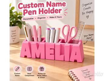 Portapenne Personalizzato con Nome 3D