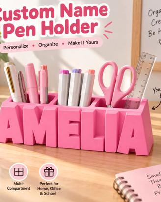 Portapenne Personalizzato con Nome 3D