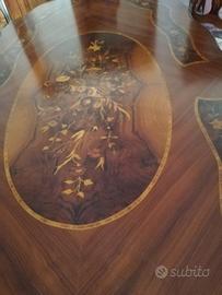 Tavolo in legno di Bois de rosé con 6 sedie 