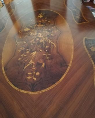 Tavolo in legno di Bois de rosé con 6 sedie 