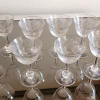 9 calici piccoli liquore cristallo intarsiato '900