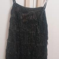 Vestito nero pailletes a frange