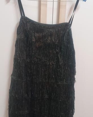 Vestito nero pailletes a frange