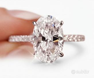 Anello Moissanite Ovale Argento 2 CT