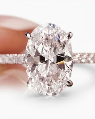 Anello Moissanite Ovale Argento 2 CT