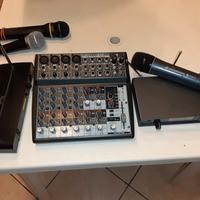 mixer+3 microfoni wireless+ centralina