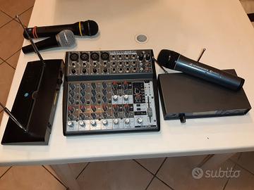 mixer+3 microfoni wireless+ centralina