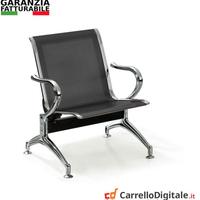 Sedia da attesa in acciaio colore nero 1 posto