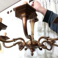 Lampadario vintage 8 luci. Ottone massiccio ramato