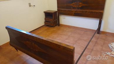 Antico letto in ferro(latta) dipinto effetto legno